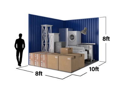 10ft storage container dimensions diagram — 10ft long, 8ft wide, 8ft tall — The Storage Containers