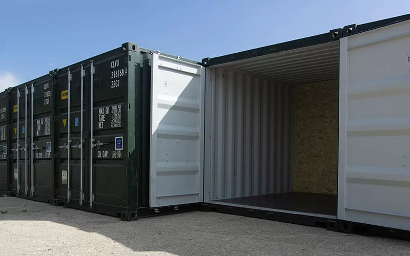 Secure 10ft and 20ft self storage containers at The Storage Containers Wareham site on Puddletown Road, BH20 6AE