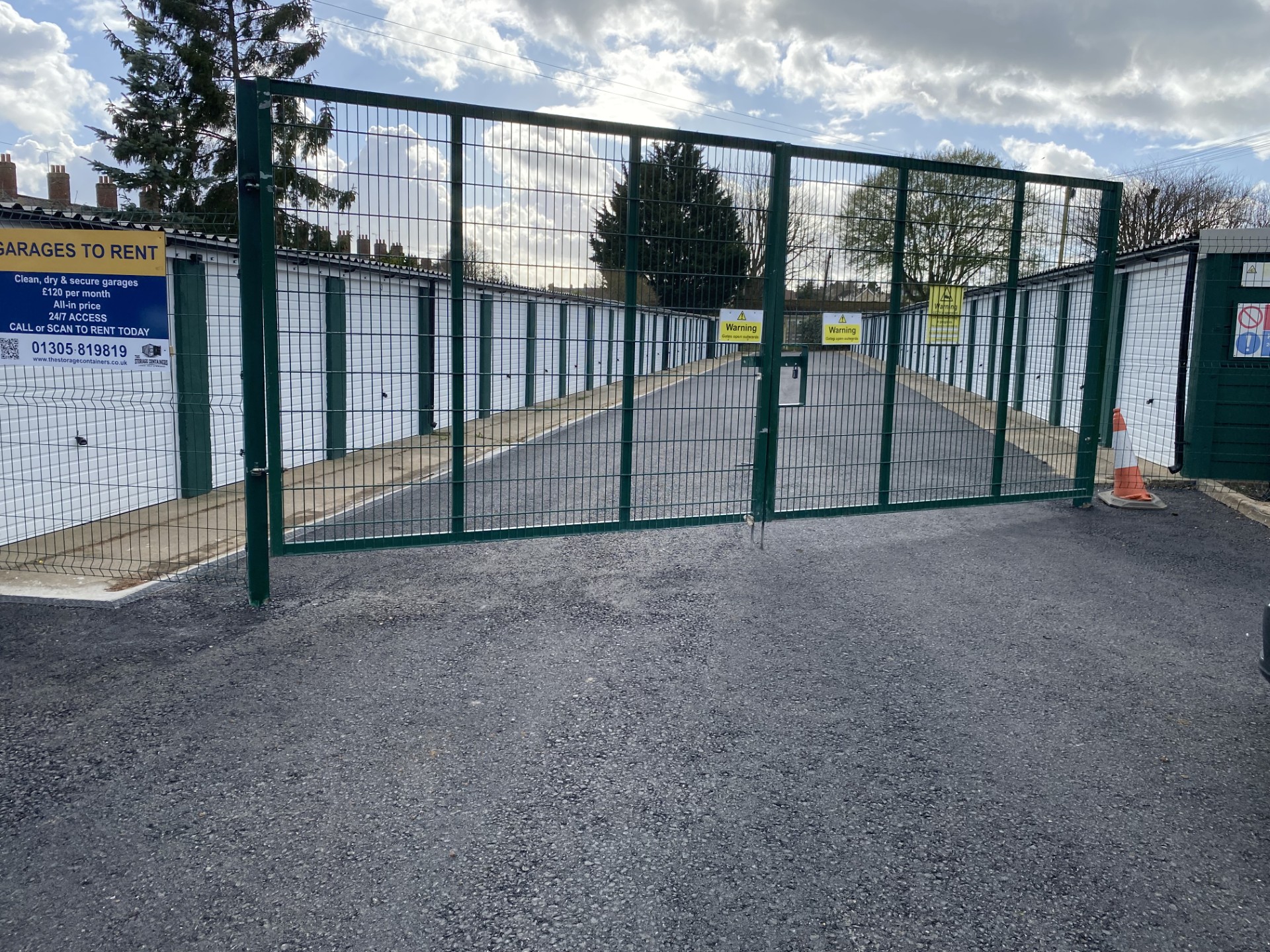 Electric security gates at The Storage Containers Sherborne garage site